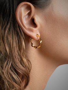 Twisted Hoop Earrings - 24K Gold PlatedBackUpItemsBlack Friday JewelryLunai Jewelry Everyday Gold Wrap Earrings, Silver Hoops Outfit, Small Earrings Gold, Twisted Hoop Earrings, Medium Hoop Earrings, Nickel Free Earrings, Jewelry Lookbook, Jewelry Design Necklace, Small Earrings