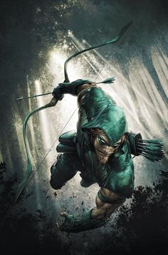 an image of a man in the air with a bow and arrow on his shoulder