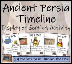 an ancient persia time line display or sorting activity for kids to practice their writing skills