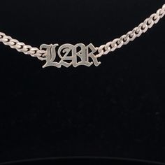 Make your own OLD ENGLISH font or choose your own font nameplate necklace. The sheet is thick and will not break.  You can completely custom make this with Sterling Silver, 14k gold, 18k gold, platinum.  Extremely shiny finish thick durable.  Can be made for women & men. Engraved White Gold Custom Nameplate Necklace, Custom Silver Necklace For Anniversary, Silver Necklace With Curb Chain For Personalized Gift, Silver Classic Name Necklace, Classic Silver Customized Name Necklace, Silver Classic Customized Name Necklace, Silver Classic Personalized Name Necklace, Classic Engraved Cuban Link Jewelry, Custom Silver Nameplate Jewelry