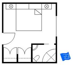 the floor plan for an apartment with one bedroom and two bathrooms