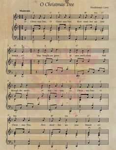 an old sheet music with the words o christmas tree