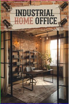 an industrial home office is featured in this advert for the new york times magazine