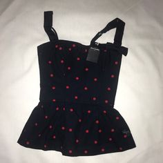 Dotted Strap Top Nwt. Cute Polka Dot Sleeveless Top, Polka Dot Sleeveless Cotton Top, Sleeveless Polka-dotted Cotton Top, Sleeveless Polka Dot Cotton Tops, Cute Fitted Polka Dot Tops, Fitted Polka Dot Cute Tops, Fitted Cute Polka Dot Tops, Spring Polka Dot Cotton Tops, Butterfly Tank Top