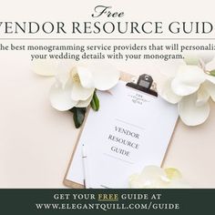 the vendor resource guide is displayed with flowers