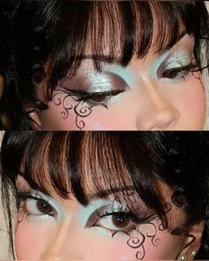 Fun Makeup Eye Looks, Creative Fairy Makeup, Winx Fairy Makeup, Fairy Inspo Makeup, Makeup With Graphic Eyeliner, Makeup Colorful Eyeshadow, Black Y2k Makeup Looks, Eye Makeup Look Ideas, Cute Makeup Designs