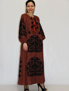 More long embroidered boho dresses https://etsy.me/2Wc4Htf Made to order bohemian wedding dress crafted from linen with ethnic floral embroidery all over. Plus size fashion boho dress made with pockets and available to order in any colors or length. Brown applique kaftan boho, embroidered dress Description: Textile - 100%linen. Eco friendly Standart length - 135 cm / 53 inch Side poskets, belt Tassels at V-neck Contrast stitch accent Feel free to ask any questions Available for any custom change Folk Style Embroidered Floor-length Dress, Bohemian Maxi Dress With Floral Embroidery For Wedding, Bohemian Floor-length Dress With Resham Embroidery, Folk Style Floral Embroidered Maxi Dress, Folk Style Maxi Dress With Intricate Embroidery, Bohemian Embroidered Maxi Dress For Wedding, Bohemian Floral Embroidered Dress For Wedding, Bohemian Embroidered Maxi Wedding Dress, Traditional Linen Dress With Floral Embroidery