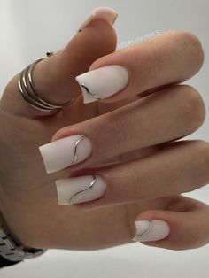 Milky Nails, Chrome Nails Designs, Lines On Nails, Black Nail