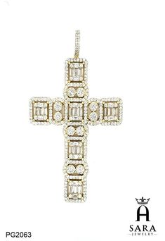 925 Sterling Silver Rhodium Plated / 14K Gold Plated Cross Baguette Stones Religious Pendant Color: Gold, Silver Fast Shipping - $459 Luxury White Gold Baguette Jewelry, Designer Gold Jewelry With Baguette Diamonds, Designer Iced Out Jewelry For Formal Occasions, Luxury Jewelry With Vvs Clarity Baguette, Luxury Baguette Jewelry With Vvs Clarity, Symbol Jewelry, Mens Crosses, Symbolic Jewelry, Crown Jewels