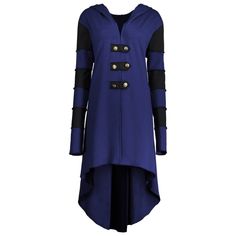 High Low Plus Size Lace-up Hooded Coat - Blue - 3O38403241 - Original Design-Women's Clothing  #OriginalDesignWomensClothing #Original #DesignWomen's #Clothing High Low Coat, Mens Fashion Coat, Plus Size Halloween, Plus Size Outerwear, Plus Size Coats, Basic Jackets, Trendy Plus Size Clothing, Warm Coat, Hooded Coat