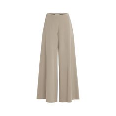 THE ROW "Dela" pants Mid rise sits high on hip Flat front Side split pockets Wide legs Full length Hidden closure Wool Lining: Silk Made in Italy Beige Wide Leg Dress Pants, Elegant Beige Wide Leg Culottes, Elegant Wide Leg Culottes With Pockets, Elegant Beige High-waisted Culottes, Elegant Beige High-waisted Pants, Elegant High-waisted Beige Pants, High-waisted Workwear Bottoms With Side Slits, Wide-leg Workwear Pants With Side Slits, Workwear Straight Pants With Side Slits