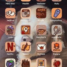 an image of a cell phone screen with many different icons on the screen and in front of it