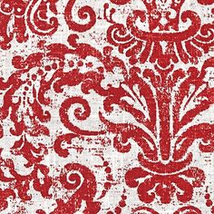 a red and white wallpaper with an ornate design on it's surface,