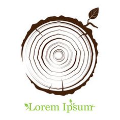 tree stump with annual rings and the inscription on white background, logo or emblem design