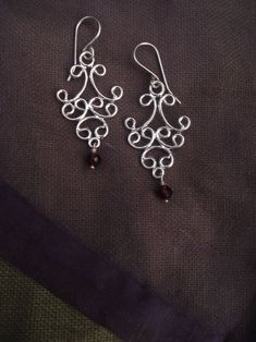 Princess. Filigree Earring Design Sterling Silver Garnet or | Etsy Elegant Cranberry Garnet Jewelry, Handmade Elegant Garnet Earrings, Elegant Handmade Garnet Earrings, Silver Wire Wrapped Pearl Earrings Gift, Elegant Pierced Garnet Earrings, Elegant Silver Garnet Jewelry, Teardrop Garnet Silver Jewelry, Elegant Cranberry Jewelry For Gift, Classic Silver Garnet Earrings