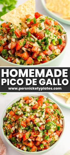 this homemade pico de gallo is loaded with fresh salsa, cilantro, and tortilla chips