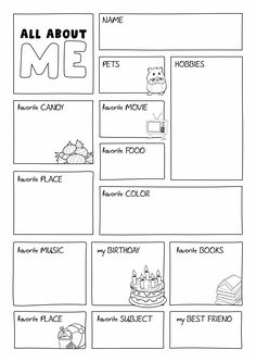 an all about me worksheet for kids with pictures and words on the page