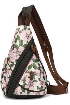 KL928 Canvas Sling Bag - Small Crossbody Backpack Shoulder Casual Daypack Rucksack for Men Women Hike Date, Canvas Backpack Purse, Dopp Bag, Mens Luggage, Leather Sling Bag, Pink Canvas