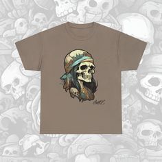 a t - shirt with a skull wearing a bandana