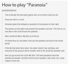 an article about how to play paranoia is shown in the text above it