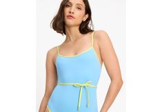 Make a bold beachside statement in this color blocked one-piece; it comes with a belt to cinch in your waist. | Kate Spade Colorblock Belted One-Piece, Spring Water - Large Spring Water, Kate Spade New York, Color Blocking, Color Block, Kate Spade, Things To Come, One Piece, Water, Color