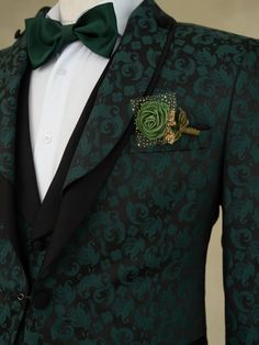 Taxes + Shipping Included! Black Suit With Emerald Green, Green Tux, Green Suit Men, Green Wedding Suit, Wedding Tux, Emerald Green Weddings, Veil Hairstyles, Emerald Wedding, Green Suit