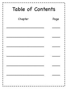 a table of contents with the words in black and white, on top of it