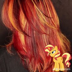 Red And Blue Highlights In Brown Hair, Color Hair Inspo Aesthetic, Highlights Dyed Hair, Flame Colored Hair, Hair Dye Ideas For Gingers, Orange Color Hair Ideas, Pink And Red Hair Color, Unique Hair Dye Ideas Color Trends, Sence Hair