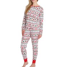 Dreamwaves Women's Christmas Print "Candy Cane Lane" Pajama Set. Size Large. Brand New With Tags And In Original Packaging. Christmas Holiday Sleepwear With Long Pants, Christmas Holiday Long Pants Sleepwear, White Christmas Pajama Party Sleepwear, White Christmas Sleepwear For Pajama Party, White Christmas Loungewear Sets, Red Christmas Sleepwear With Long Pants, White Bottoms For Christmas Holiday, White Christmas Sleepwear Sets, Holiday White Sleepwear For Pajama Party