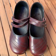 Sanita The Original Danish Clog Shoes Size 40 Or Us Women's Size 9.5 New With No Tags. Never Worn. Maryjane Style Two Straps Leather Upper Color: Burgundy Leather Lining Tpu Sole Removable Cushion Insole Non-slip Slip-on Closed Toe Clogs, Clog Shoes, Clogs Shoes, Mule Clogs, Mules Shoes, Clogs, Leather Straps, The Original, Leather Upper