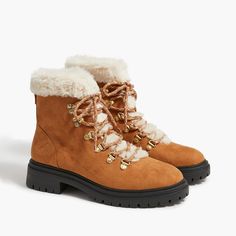 Microfiber Upper.Faux-Fur Lining.Man-Made Sole.Imported.Select Stores. Chestnut Brown Color, Winter Hiking Boots, Chelsea Rain Boots, Ankle Rain Boots, Winter Capsule Wardrobe, Hiking Boots Women, Black Suede Pumps, Winter Hiking, Wedge Ankle Boots