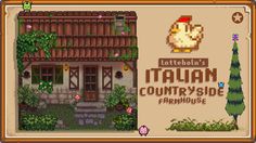 the italian country side farmhouse is shown in this screenshot from an old computer game