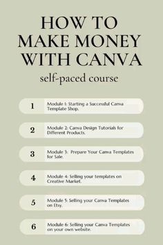 how to make money with canva self - paced course for beginners and professionals