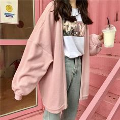 Long Sweater Jacket, Loose Cardigan, Korean Girl Fashion, Ulzzang Fashion, Mode Inspo, 가을 패션, Korean Outfits, Looks Vintage