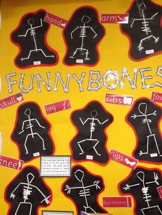 a bulletin board with funny bones written on it