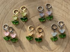 Unique, handmade and natural crystal earrings. - Natural crystals - Eco-friendly and sustainable packaging  - Ideal gift for her Green Flower Hoop Earrings For Gift, Green Spring Hoop Earrings Gift, Green Spring Hoop Earrings For Gift, Green Hoop Earrings Spring Gift, Green Hoop Earrings As Spring Gift, Glass Flower Earrings, Cottagecore Gifts, Sustainable Packaging, Sustainable Jewelry