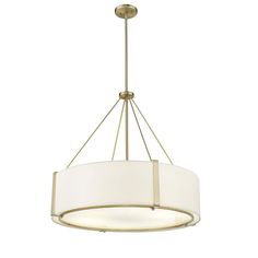 Telfar 30 Inch Chandelier by Millenium Lighting Telfar Chandelier by Millennium Lighting - 28206-MG/WH The Telfar Family of pendant lighting creates an elegant statement in any entryway, hall, or bedroom. The Art-Deco-inspired metal framework is finished in either modern gold or matte black and provides a bold and stylish structure for the white fabric shade and opaque white glass diffuser. These luxurious fixtures are available as 3- and 6-light options and are the perfect touch for any design scheme from vintage chic to transitional modern. - Telfar 30 Inch Chandelier by Millenium Lighting Entryway Hall, Transitional Modern, White Lamp, Glass Diffuser, Art Deco Inspired, Fabric Shades, White Fabric, Shop Lighting, Vintage Chic