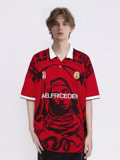 Aelfric Eden Portrait Polo Tee – Aelfric eden Graphic Tees Men, Speedway Racing, Top Streetwear Brands, Aelfric Eden, Oversized Graphic Tee, Polo Tees, Clothing Details, Vintage Portraits, Streetwear Tshirt