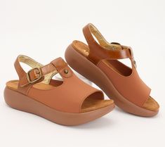 Warm-weather stops for vintage shops, farmer's markets, and local-made ice cream (yay!) are all a go in the stretch-fit Betsie sandal with all-day arch support. From Alegria. Clog Heels, Brown Sandals, Leather Buckle, Arch Support, New Shoes, Warm Weather, Leather Men, Vintage Shops, Rocker