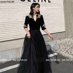 $107.89, Noble Formal Long Black Evening Dress With Vneck Half Sleeves No#AM79005 at SheProm. #SheProm is an online store with thousands of dresses, range from Formal,Evening,Black,Long Black Dresses,A Line Dresses,Long Dresses and so on. Not only selling #FormalDresses more and more trendy dress styles will be updated daily to our store. Shop now to get $5-10 off! Holiday V-neck Evening Dress For Banquet, Fall Banquet V-neck Evening Dress, Formal V-neck Evening Dress, Black V-neck Banquet Dress, V-neck Holiday Banquet Dress, Holiday Banquet V-neck Dress, V-neck Formal Dress For Prom Season, V-neck Dress For Evening And Prom Season, V-neck Evening Dress For Holiday Banquet