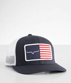 Kimes Ranch American Trucker Hat - White/Blue , Men's Navywhite Embroidered flag patch snapback hat One size fits most. 60% Cotton, 40% Polyester. Apparel & Accessories > Clothing Accessories > Hats Patriotic Gifts For Men, Western Trucker Hat, Kimes Hats, Hats For Guys, Hat Business, American Flag Hat