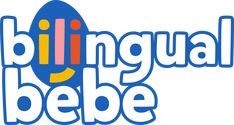 the logo for bilingual bebe is shown in blue and orange letters on a white background