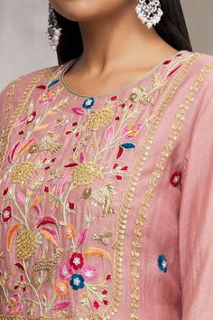 Shop for Made in Pinkcity Pink Chanderi Kurta Set for Women Online at Aza Fashions Pink Dola Silk Kurta With Intricate Embroidery, Festive Embroidered Cotton Silk Choli, Festive Chanderi Embroidered Top With Resham Embroidery, Festive Resham Embroidered Chanderi Top, Festive Embroidered Chanderi Top For Diwali, Festive Diwali Embroidered Chanderi Top, Festive Designer Embroidered Chanderi Top, Festive Chanderi Embroidered Top, Pink Raw Silk Salwar Kameez With Floral Embroidery