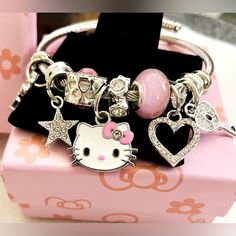 I Have An Adorable Silver Tone Hello Kitty Bangle, Nwt! It Has Beautiful Charms And Adjustable To Your Size. It Comes With Its Original Box! Smoke Free Home All Sales Are Final! Thank You For Your Interest! Hello Kitty Jewelry, Original Box, Silver Tone, Jewelry Accessories, Hello Kitty, Bangles, Kitty, Things To Come, Pink