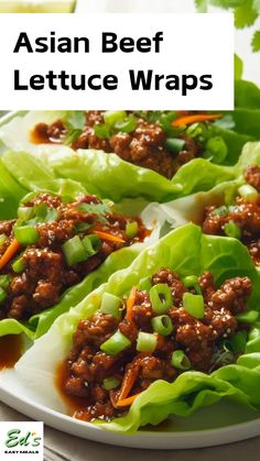 Simple but so tasty, these Asian Beef Lettuce Wraps are a great healthy option for midweek. Whole30 Lettuce Wraps, Healthy Beef Lettuce Wraps, Asian Ground Beef Lettuce Wraps, Steak Lettuce Wraps Asian, Beef Lettuce Wraps Asian, Lettuce Wraps With Ground Beef, Heart Healthy Asian Recipes, Asian Lettuce Wraps Turkey