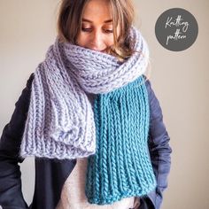 With this instant downloadable pattern you can create this beautiful big and cosy scarf in no time - and it's perfect for beginner knitters! This quick and easy pattern also includes a 'how to knit' guide so is a perfect entry-level pack for those of you who haven't tried knitting before. This cosy blanket scarf knits up fast and if you’re a beginner knitter it helps to introduce you to some really useful basic knitting techniques. If you’re an experienced knitter it’s a brilliantly straightforw Easy Blanket, Basic Knitting, Cosy Blanket, Beginner Knitting Pattern, Cable Scarf, Knitting Basics, Super Chunky Yarn, Pattern Blanket, Chunky Knitting