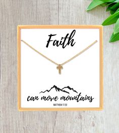 Faith encouragement gift cross necklace for girls & women.  Religious necklace for any occasion.  A beautiful dainty cross in gold or silver.  This cute cross necklace makes the perfect baptism gift, christening gift, confirmation gift, or first communion gift!  Choose the necklace only, or choose from on of our 8 gift necklace cards & box! We take a gold or silver plated cross pendant and string it from a sparkly diamond-cut chain. Each necklace is handmade one at a time with the utmost love an Inspirational Gold Cross Jewelry, Inspirational Gold Cross Necklace, Mother's Day Gift Cross Necklace, Cross Necklace For Mother's Day, Cross Necklace For Mother's Day Gift, Cute Cross Necklace, Necklace Cards, Cross Necklace For Women, Dainty Cross Necklace