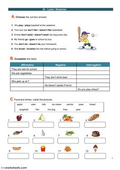 a worksheet with words and pictures to describe what food is in the image