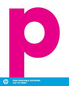 a pink letter p with the word free printable artwork on it's side