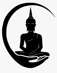 buddha sitting in the middle of a circle with a crescent around it's edge